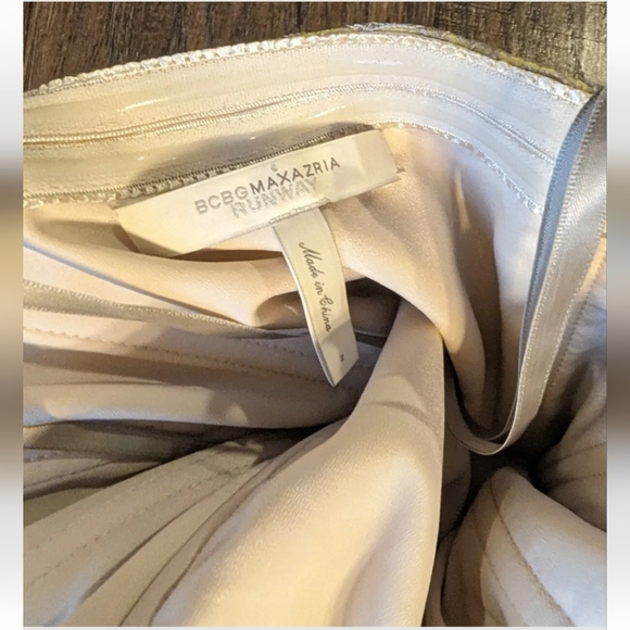 BCBG MaxAzria Runway Sz 2 Tulle Lace Yellow Asymmetric Bodycon Dress Retail $429 - Picture 10 of 16